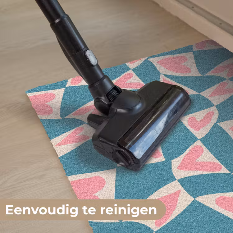 Blauw - Vlakken - Patroon - Hartjes Deurmat klein 898 -reinigen_NL