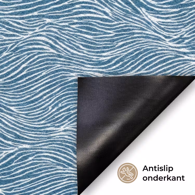 Blauw - Wit - Golven - Getekend - Textuur Deurmat klein 898 -antislip_NL