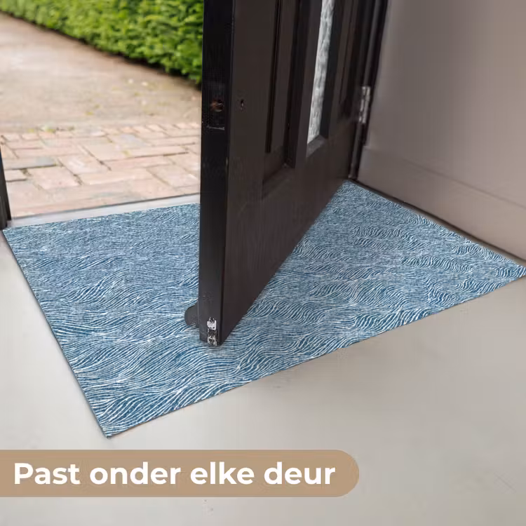 Blauw - Wit - Golven - Getekend - Textuur Deurmat klein 898 -USP_NL
