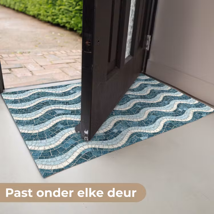 Blauw - Wit - Mozaïek - Golvend Deurmat klein 898 -USP_NL