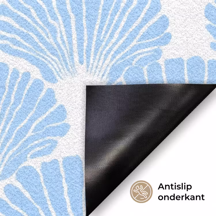 Blauw - Wit - Schelpen - Grafisch - Structuur Deurmat klein 898 -antislip_NL