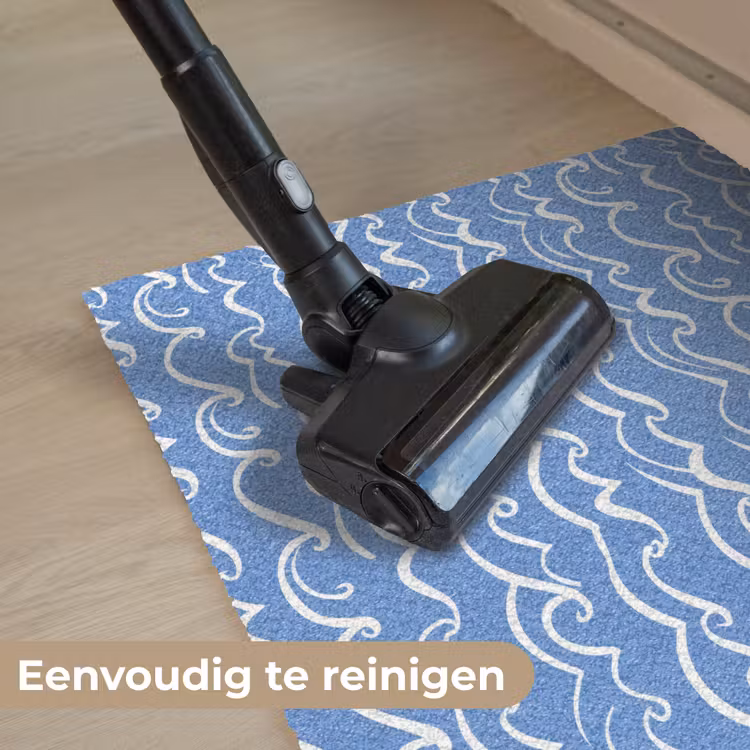 Blauw - Wit - Simpel - Getekend - Golven Deurmat klein 898 -reinigen_NL
