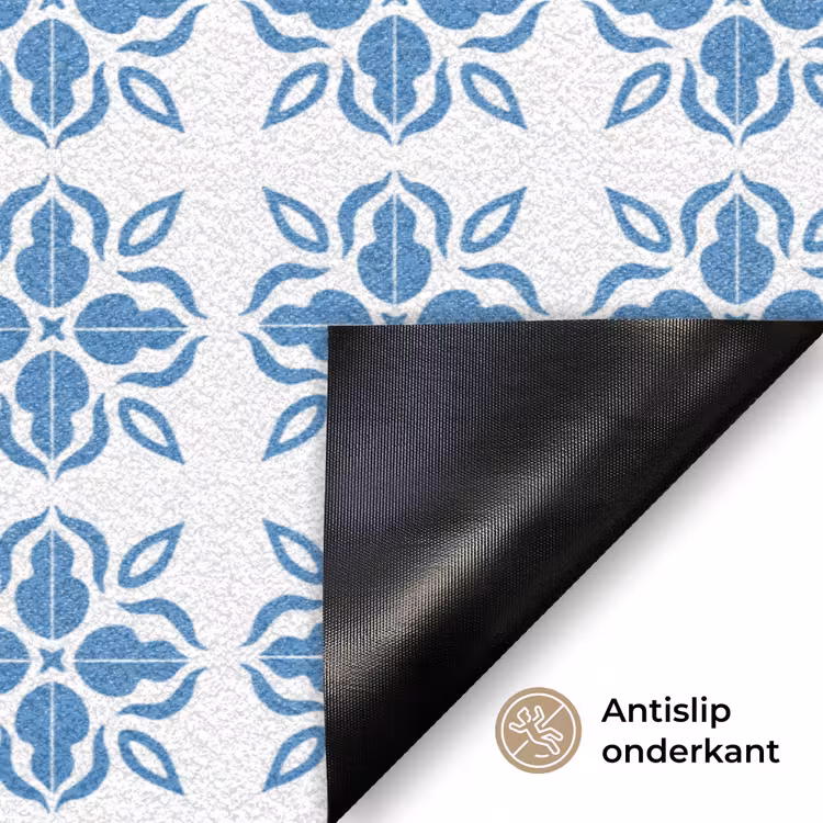 Blauw - Wit - Tegel - Patroon Deurmat klein 898 -antislip_NL