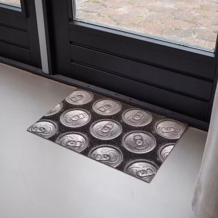 Blikjes - Aluminium - Patroon - Industrieel - Zilver Deurmat klein -sfeer2