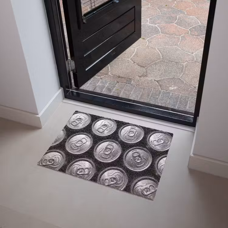 Blikjes - Aluminium - Patroon - Industrieel - Zilver Deurmat klein -sfeer5