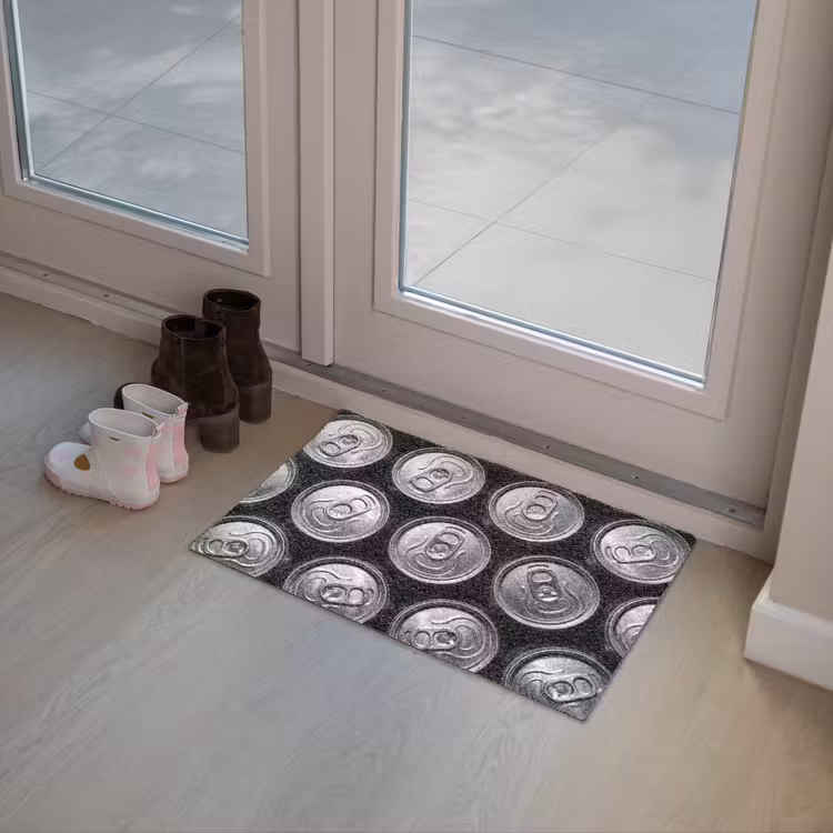 Blikjes - Aluminium - Patroon - Industrieel - Zilver Deurmat klein -sfeer3