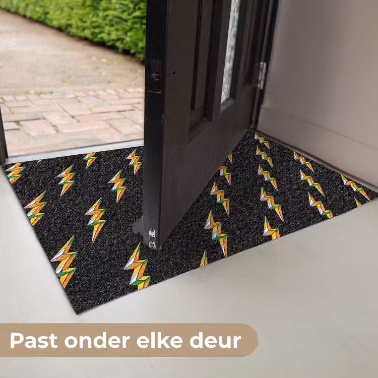 Bliksemschicht - Geel - Zwart Deurmat klein -USP_NL