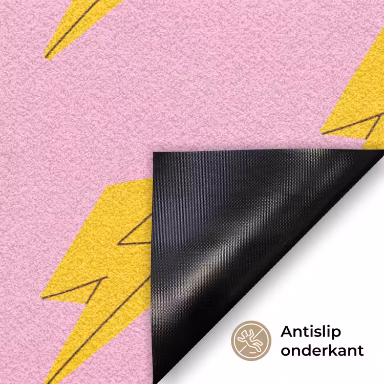 Bliksemschichten - Patroon - Geel - Roze Deurmat klein -antislip_NL