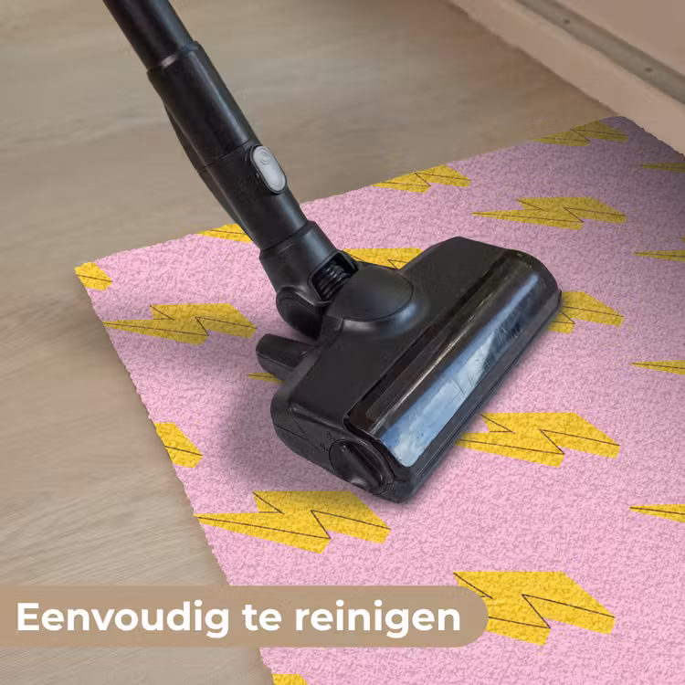 Bliksemschichten - Patroon - Geel - Roze Deurmat klein -reinigen_NL