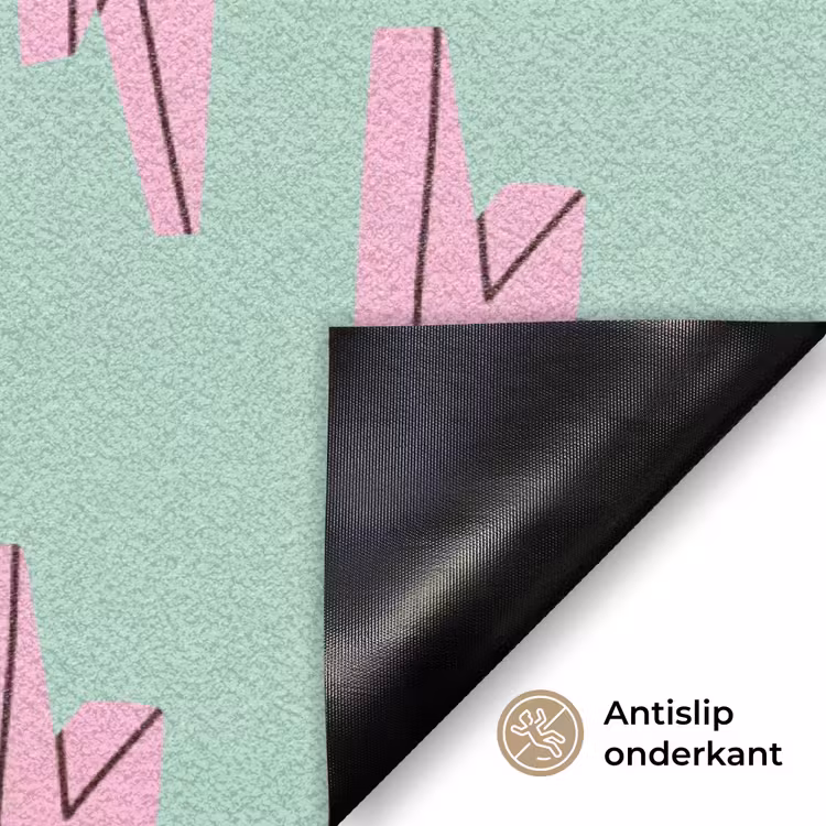 Bliksemschichten - Patroon - Groen - Roze Deurmat klein -antislip_NL