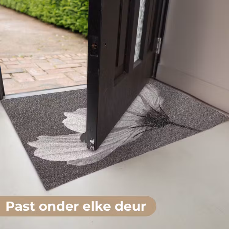 Bloem - Minimalistisch - Zwart - Wit Deurmat klein -USP_NL