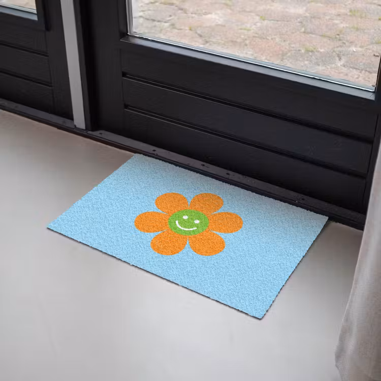 Bloem - Smiley - Kleurrijk Deurmat klein -sfeer2