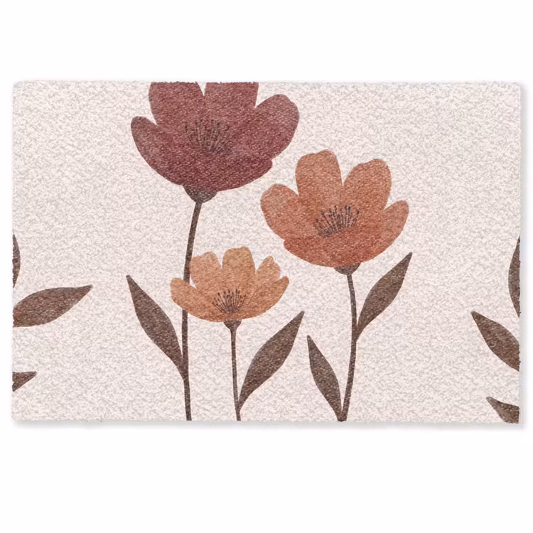 Bloemen - Abstract - Modern - Bruin - Decoratief Deurmat klein -zkaufland3d