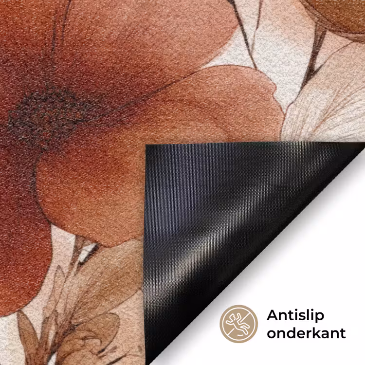 Bloemen - Aquarel - Botanisch - Terracotta Deurmat klein 898 -antislip_NL