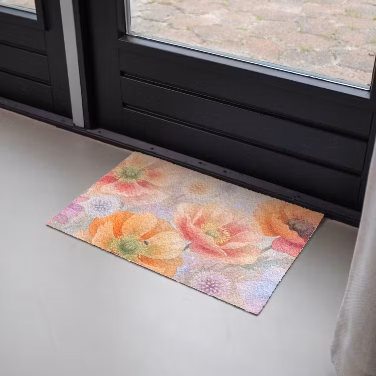 Bloemen - Aquarel - Natuur - Modern - Kleurrijk Deurmat klein -sfeer2