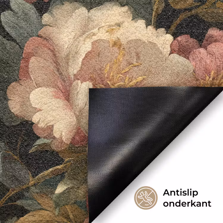 Bloemen - Barok - Patroon - Roze - Crème Deurmat klein 898 -antislip_NL