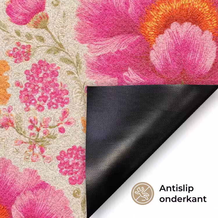 Bloemen - Barok - Roze - Oranje Deurmat klein 898 -antislip_NL