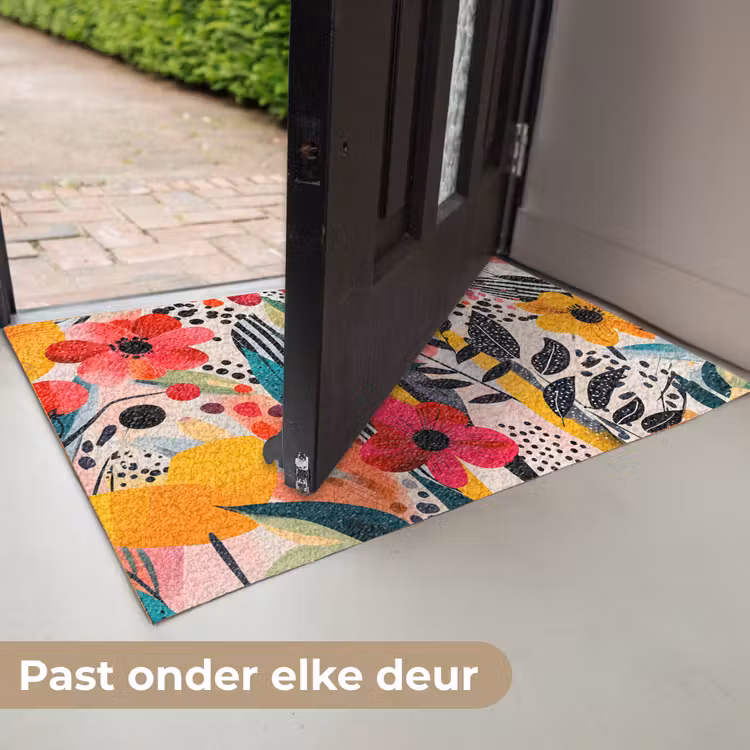 Bloemen - Bladeren - Abstract - Kleurrijk Deurmat klein -USP_NL