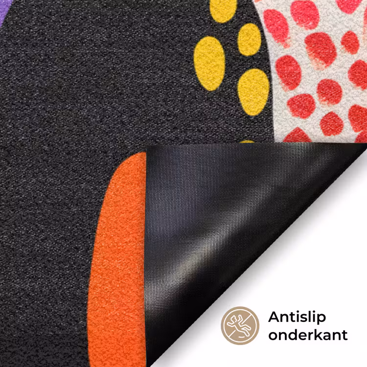 Bloemen - Bladeren - Abstract - Rood Deurmat klein -antislip_NL