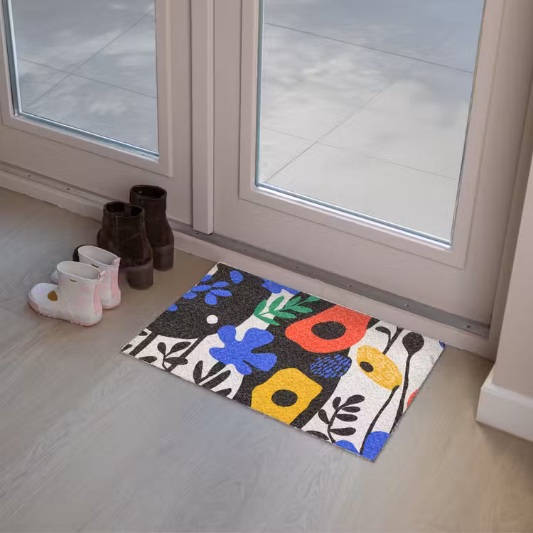 Bloemen - Bladeren - Abstract - Zwart Deurmat klein -sfeer3