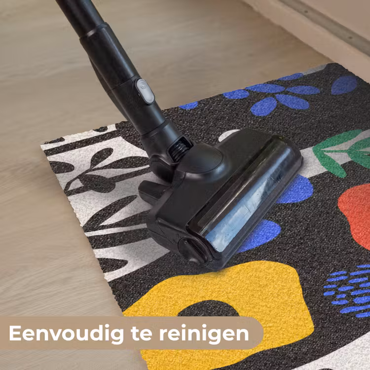 Bloemen - Bladeren - Abstract - Zwart Deurmat klein -reinigen_NL
