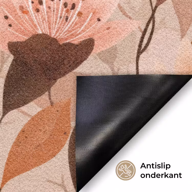 Bloemen - Bladeren - Bruin Deurmat klein 898 -antislip_NL