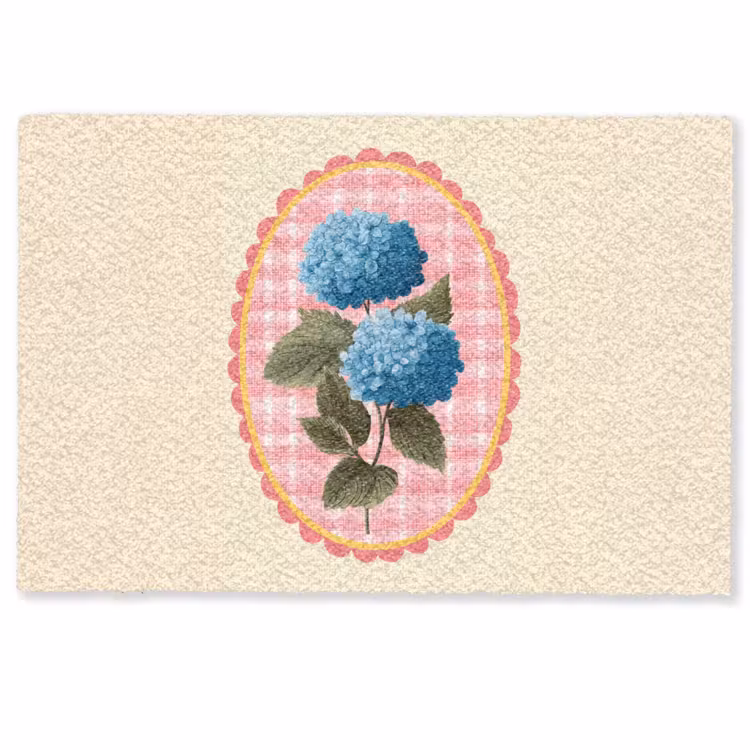 Bloemen - Blauw - Lijst - Bladeren Deurmat klein -zkaufland3d