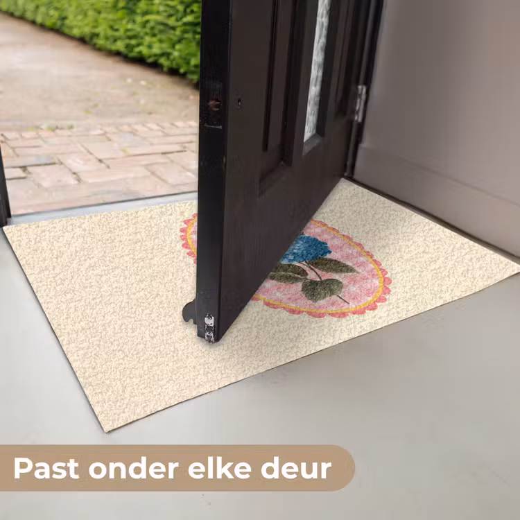 Bloemen - Blauw - Lijst - Bladeren Deurmat klein -USP_NL
