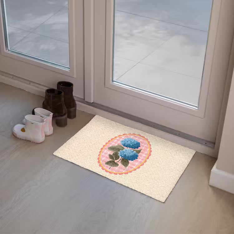 Bloemen - Blauw - Lijst - Bladeren Deurmat klein -sfeer3