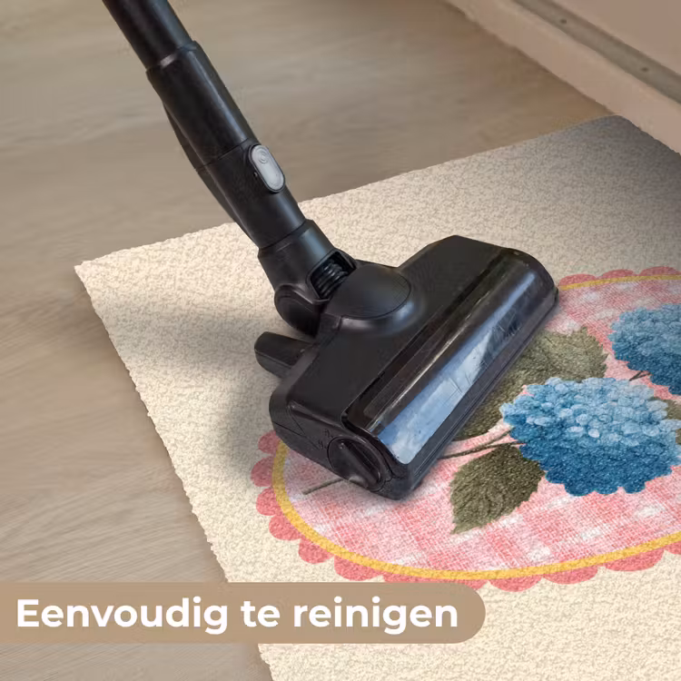 Bloemen - Blauw - Lijst - Bladeren Deurmat klein -reinigen_NL