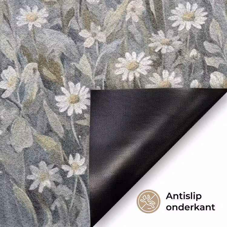 Bloemen - Botanisch - Blauw Deurmat klein -antislip_NL