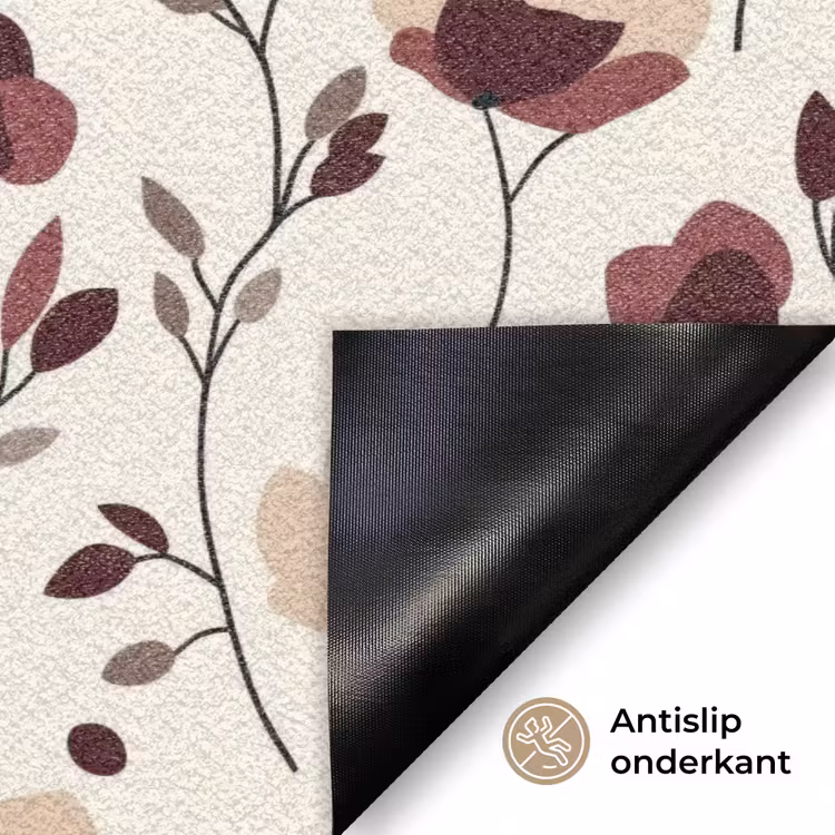 Bloemen - Botanisch - Bordeaux Deurmat klein 898 -antislip_NL