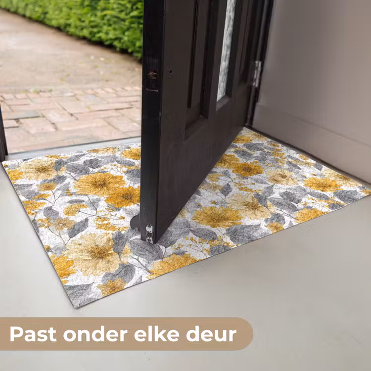 Bloemen - Botanisch - Elegant - Okergeel - Grijs Deurmat klein 898 -USP_NL