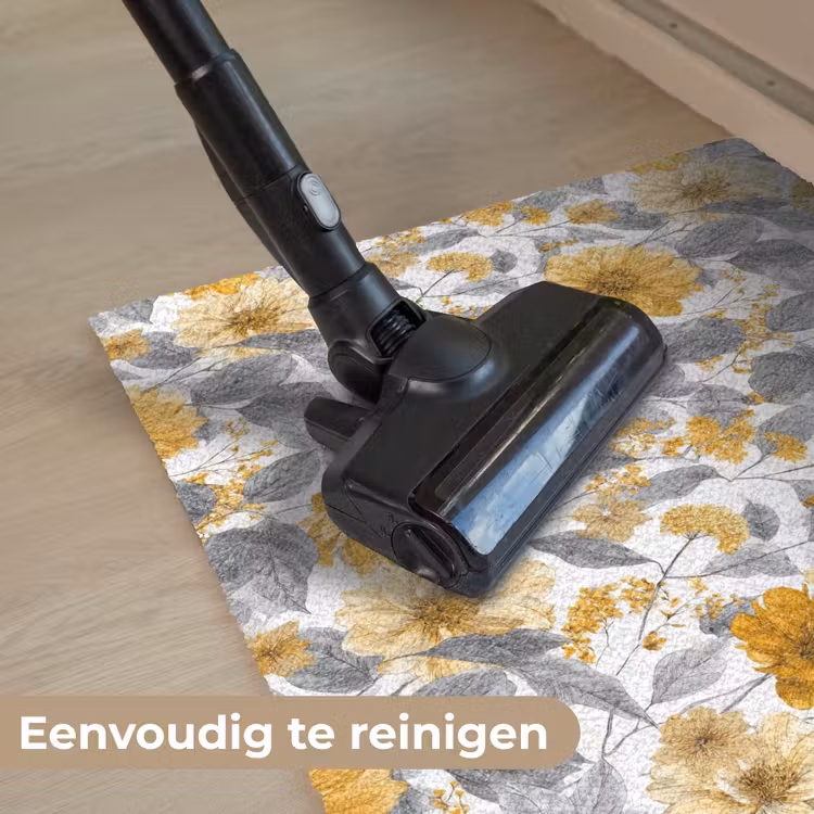 Bloemen - Botanisch - Elegant - Okergeel - Grijs Deurmat klein 898 -reinigen_NL
