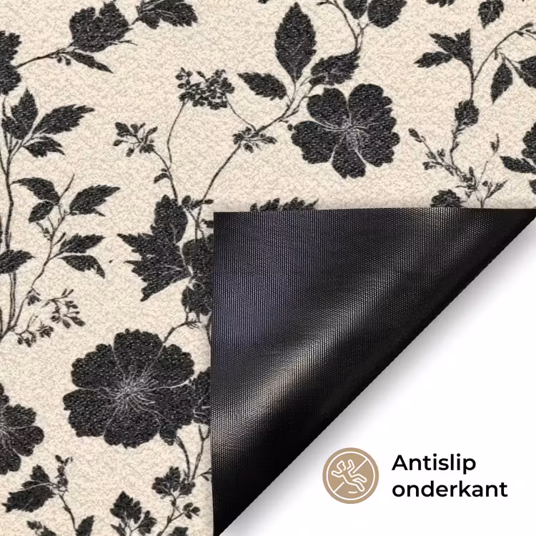 Bloemen - Dessin - Zwart Deurmat klein 898 -antislip_NL