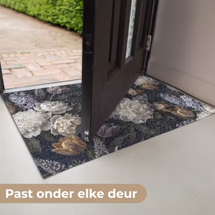 Bloemen - Donker - Elegant - Natuur - Wit Deurmat klein -USP_NL
