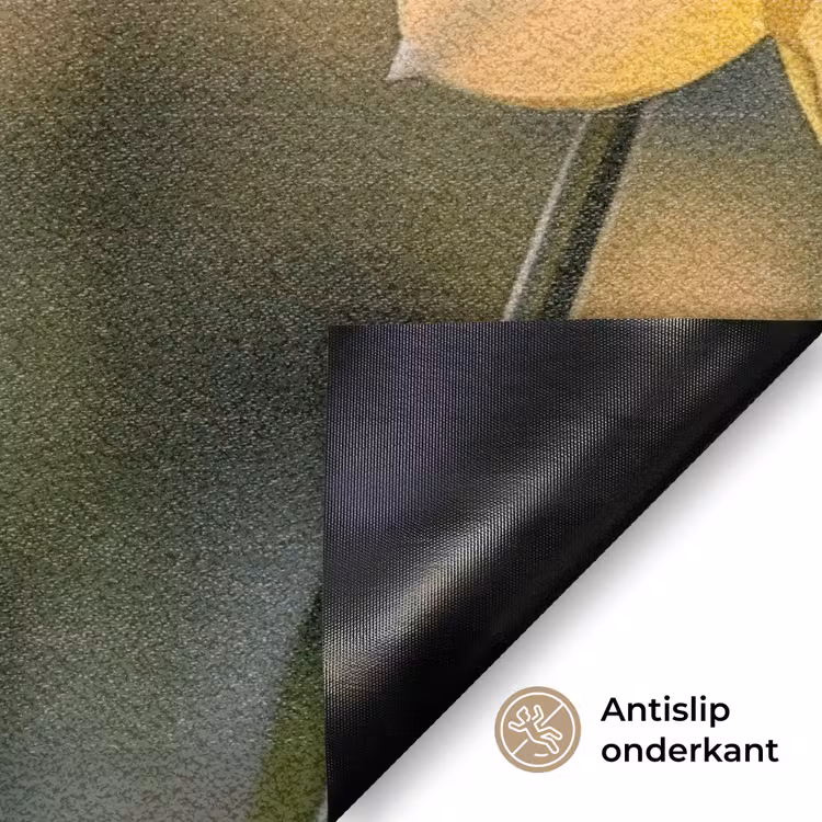 Bloemen - Geel - Wazig Deurmat klein -antislip_NL