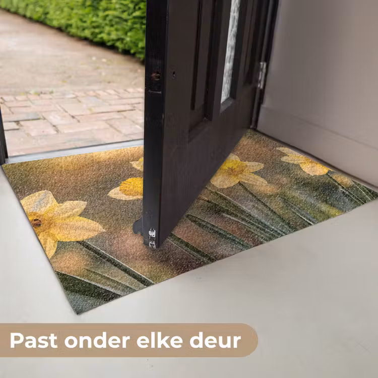 Bloemen - Geel - Wazig Deurmat klein -USP_NL