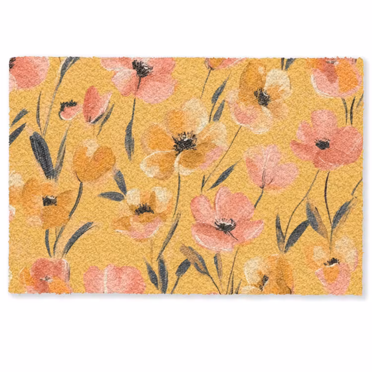 Bloemen - Geschilderd - Geel Deurmat klein -zkaufland3d