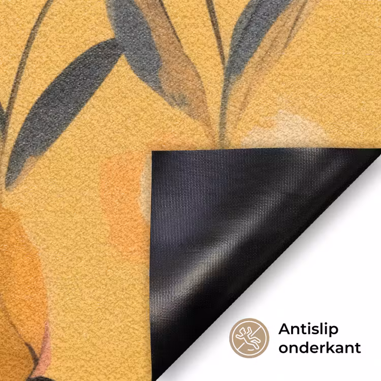 Bloemen - Geschilderd - Geel Deurmat klein -antislip_NL