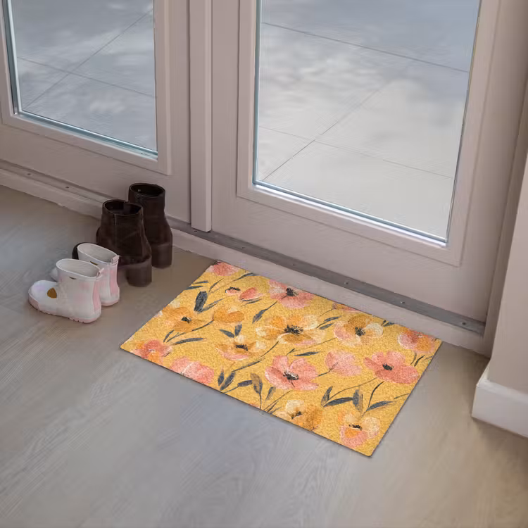 Bloemen - Geschilderd - Geel Deurmat klein -sfeer3