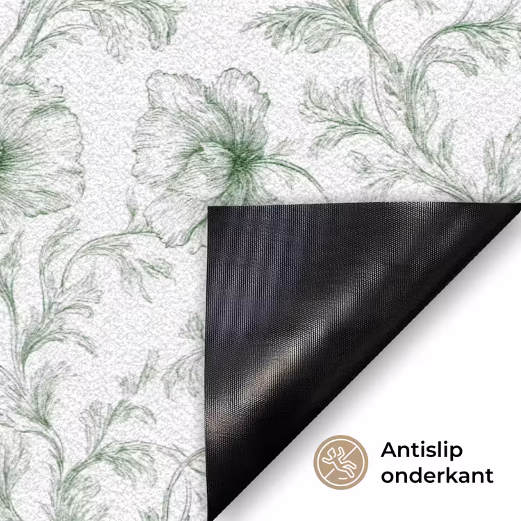 Bloemen - Getekend - Groen Deurmat klein 898 -antislip_NL