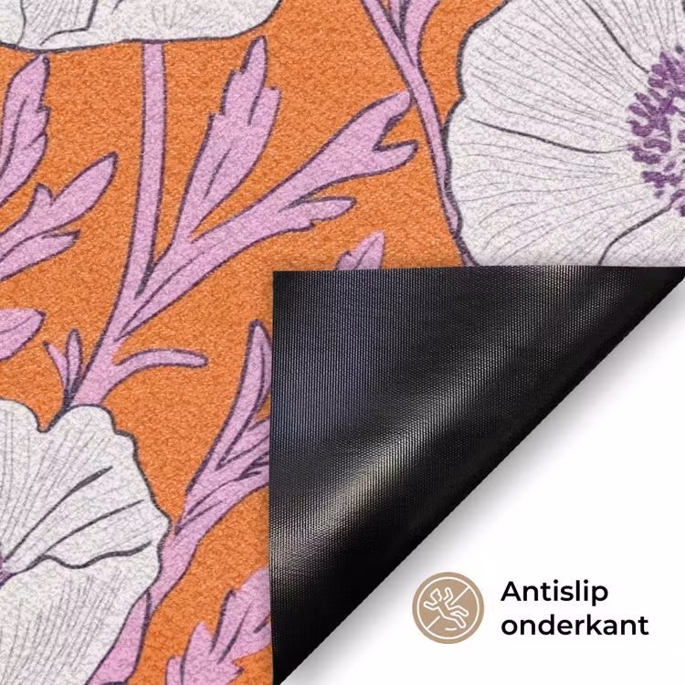 Bloemen - Grafisch - Oranje Deurmat klein 898 -antislip_NL