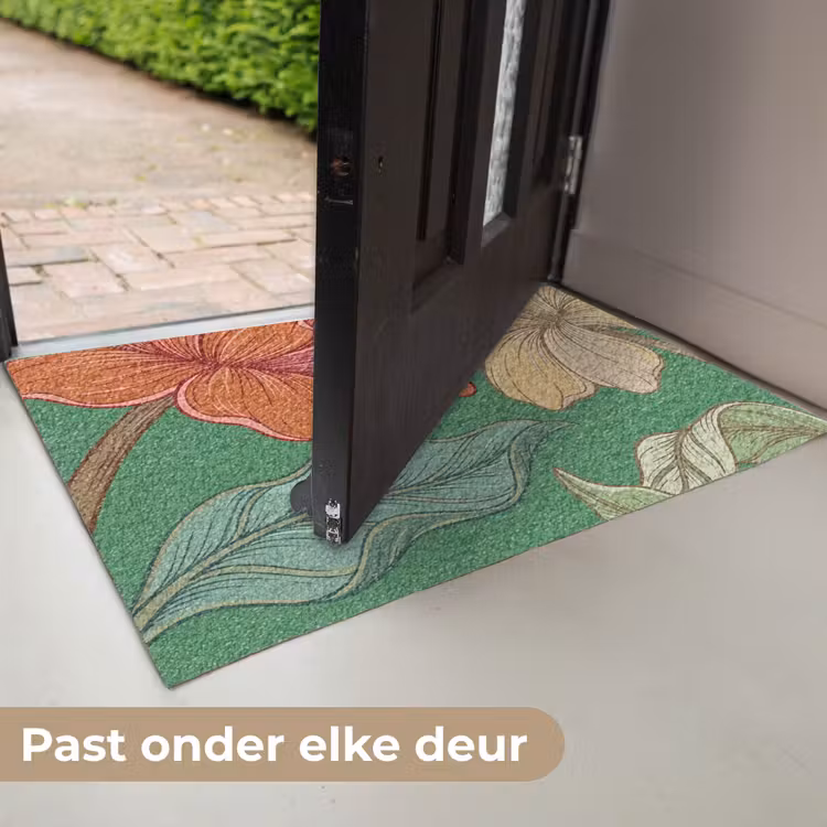 Deurmat - Bloemen - Groen - Illustratie - Bloemen - Groen - Illustratie Deurmat klein