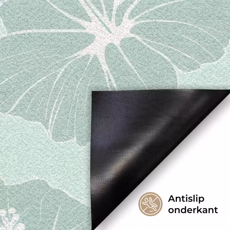 Bloemen - Hibiscus - Mint Deurmat klein 898 -antislip_NL