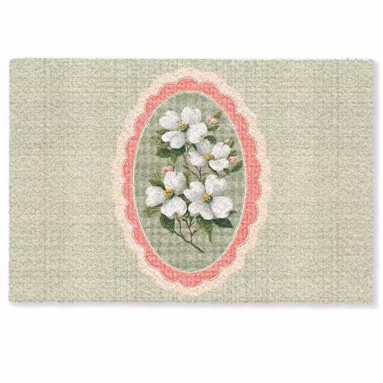 Bloemen - Illustratie - Geruit - Groen Deurmat klein -zkaufland3d