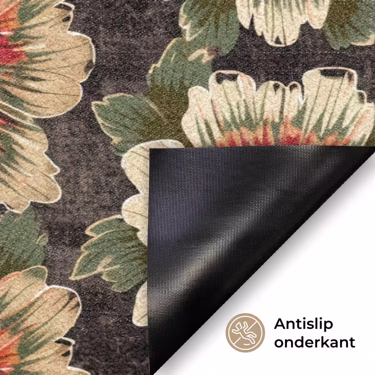 Bloemen - Klassiek - Patroon - Rood Deurmat klein 898 -antislip_NL