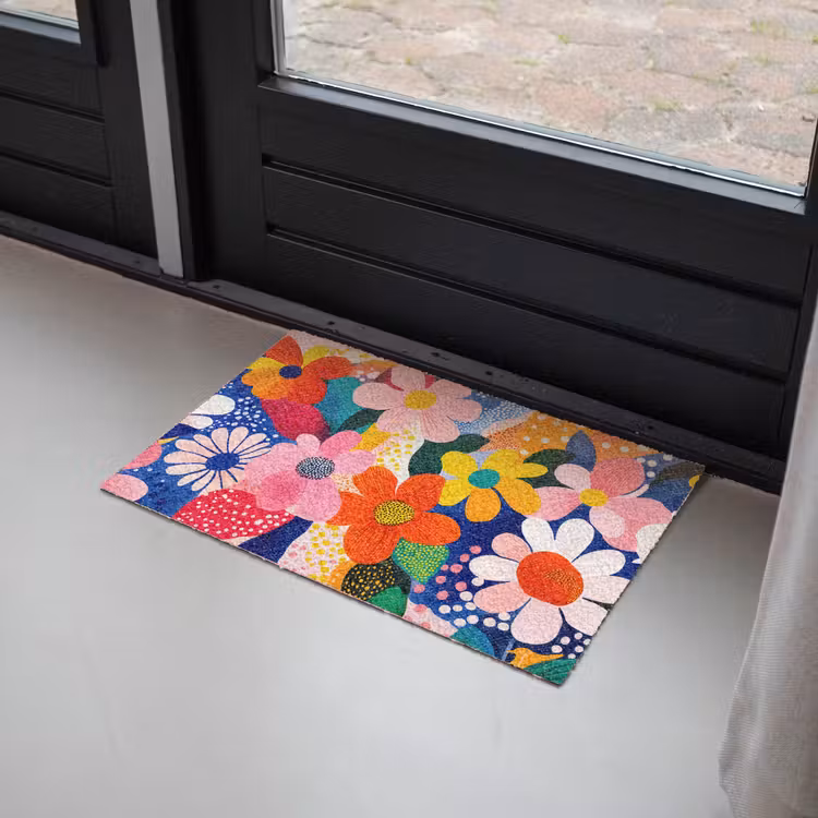 Bloemen - Kleurrijk - Stippen Deurmat klein -sfeer2