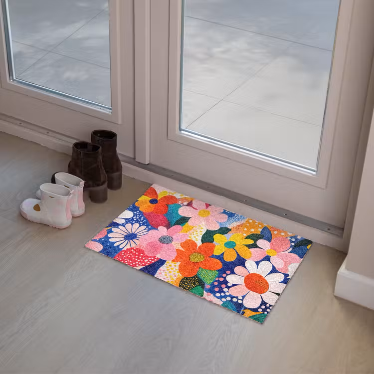 Bloemen - Kleurrijk - Stippen Deurmat klein -sfeer3