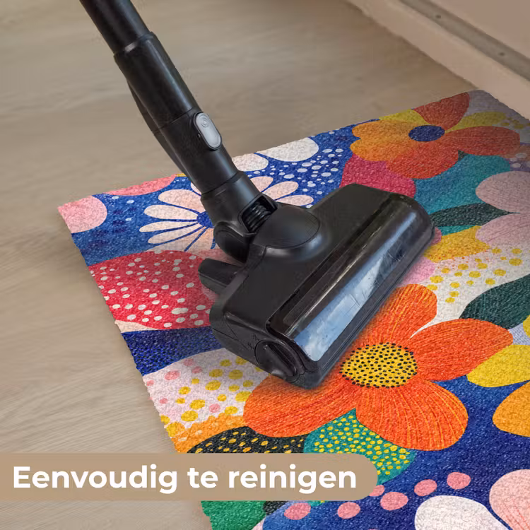 Bloemen - Kleurrijk - Stippen Deurmat klein -reinigen_NL